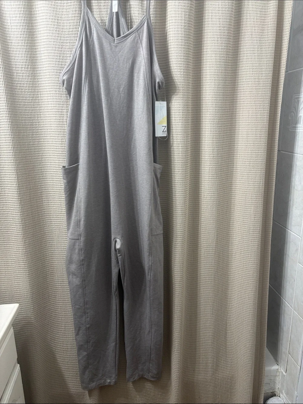 Zella Gray Strappy Pocket Jumpsuit